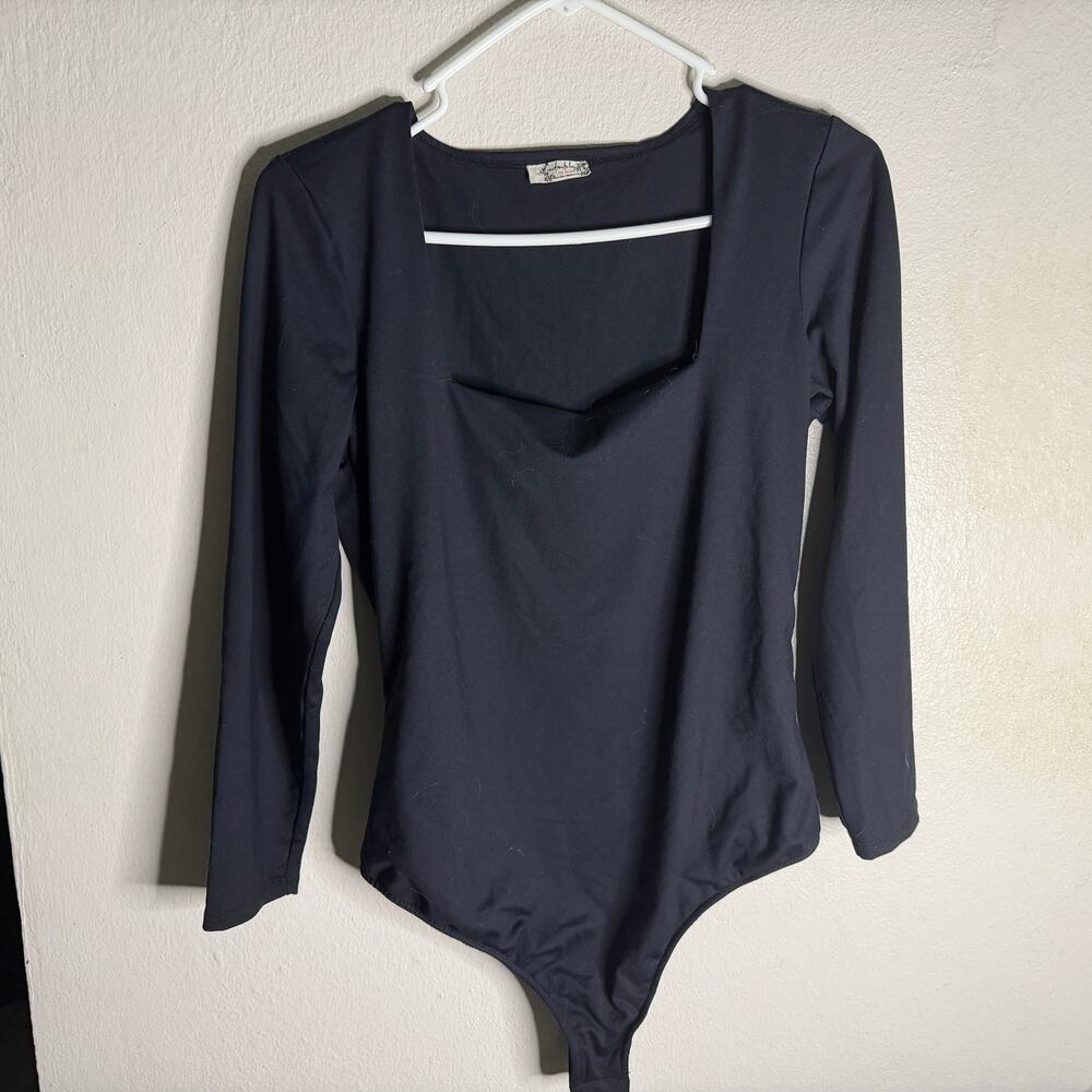 Intimately Free People Lost On You Long Sleeve Bodysuit Black Sz L